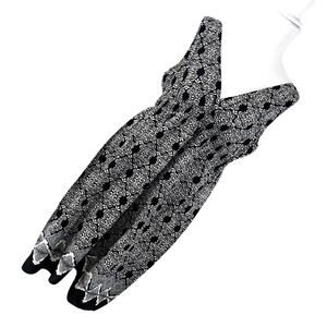 SONOMA! BLACK & WHITE INDIA PRINT COTTON, RUCHED WAIST SUN DRESS! SZ L